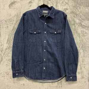 Bonobos Denim Shirt Men's M Slim Fit Pearl Snap Blue Medium Wash Wester Cowboy